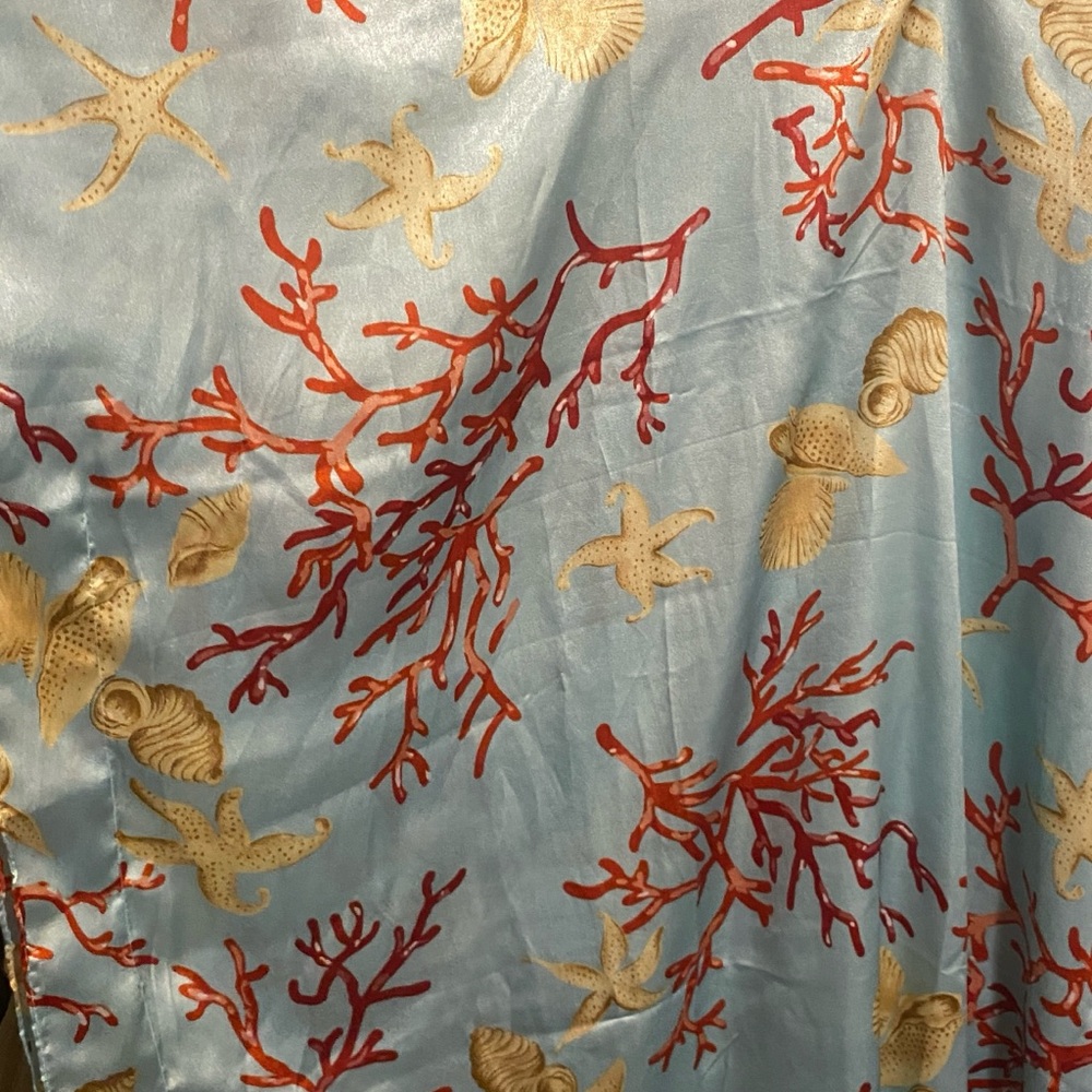 WINLAR womens caftan house dress beach coverup satin OS shells coral mrs… - Picture 3 of 5